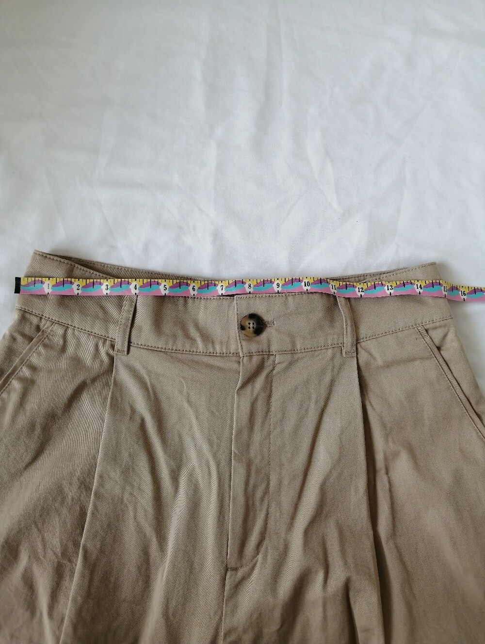 Club Monaco Cuffed Chino Pleated Wide Leg Pants Khaki Camel Size 8 - Picture 14 of 16
